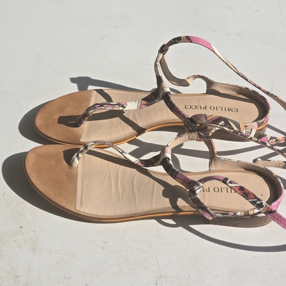 Emilio Pucci Leather Sandals Sz 36 (6) Women Colorful Italy Luxury Rare - Picture 9 of 12